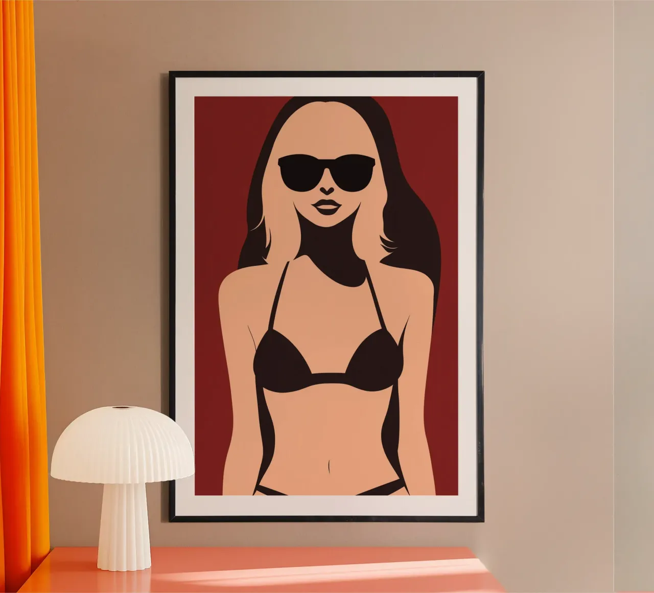 Malibu Beach Girl | Jeune femme en bikini poster avec cadre en bois de Autofocus