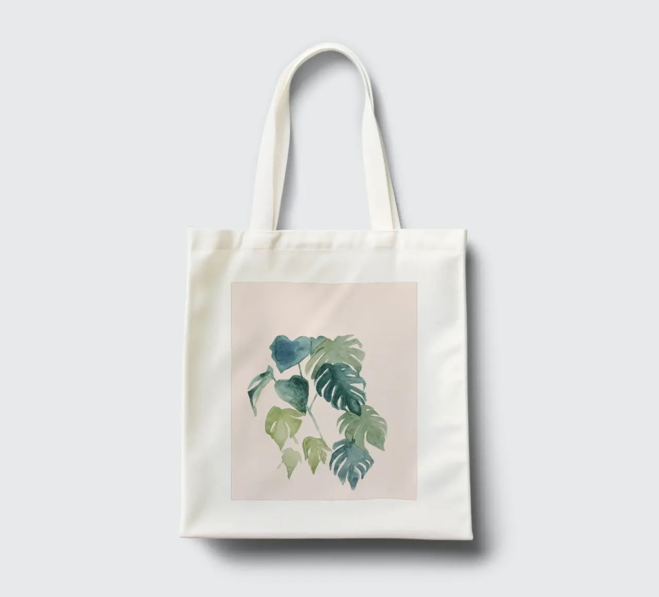 Hand-painted watercolour palm and monstera jungle leaves tote bag by Bloomery Decor