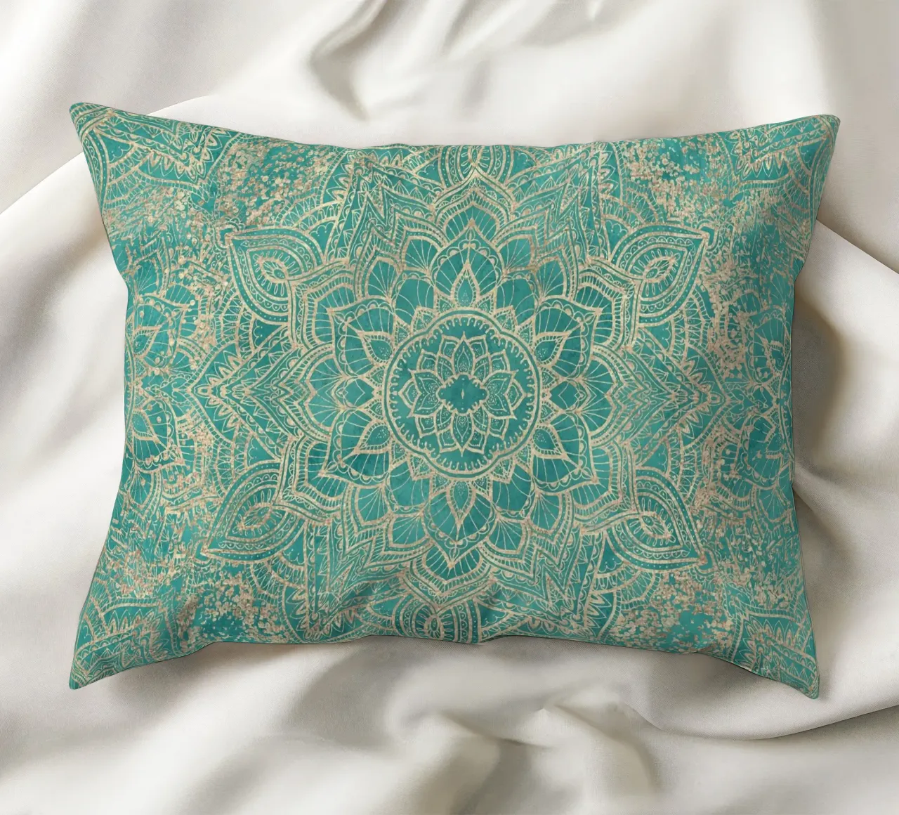 Mandala gioiello Boho azzurro verde acqua cuscino da Bloomery Decor