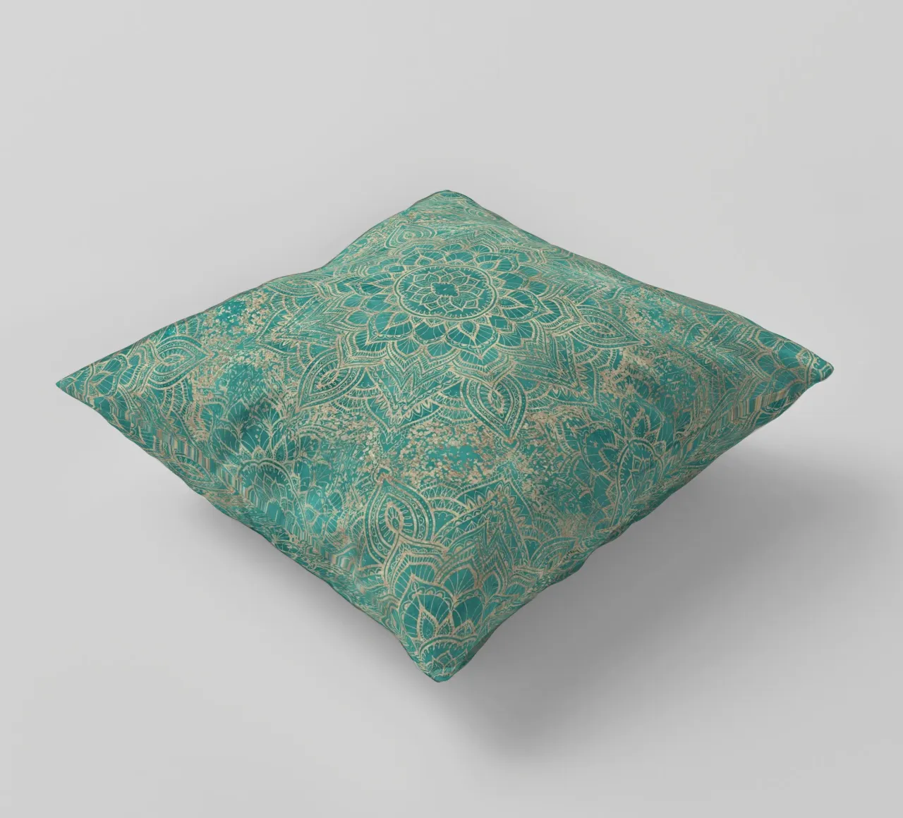 Mandala gioiello Boho azzurro verde acqua cuscino da Bloomery Decor
