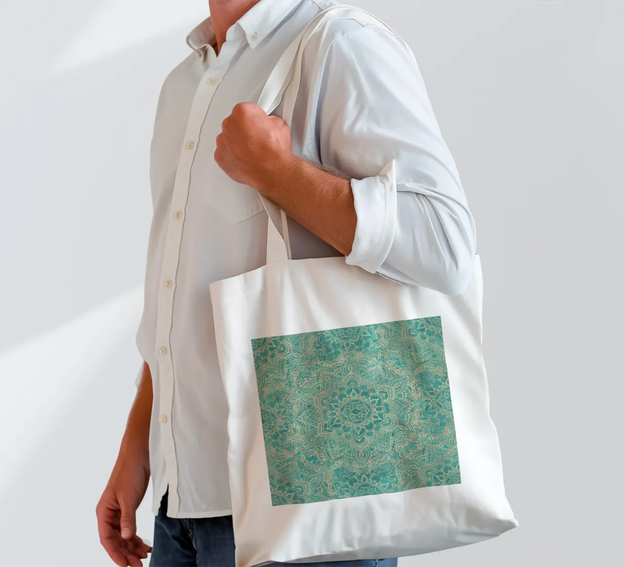 Mandala de bijoux Boho sarcelle d'azur tote bag de Bloomery Decor