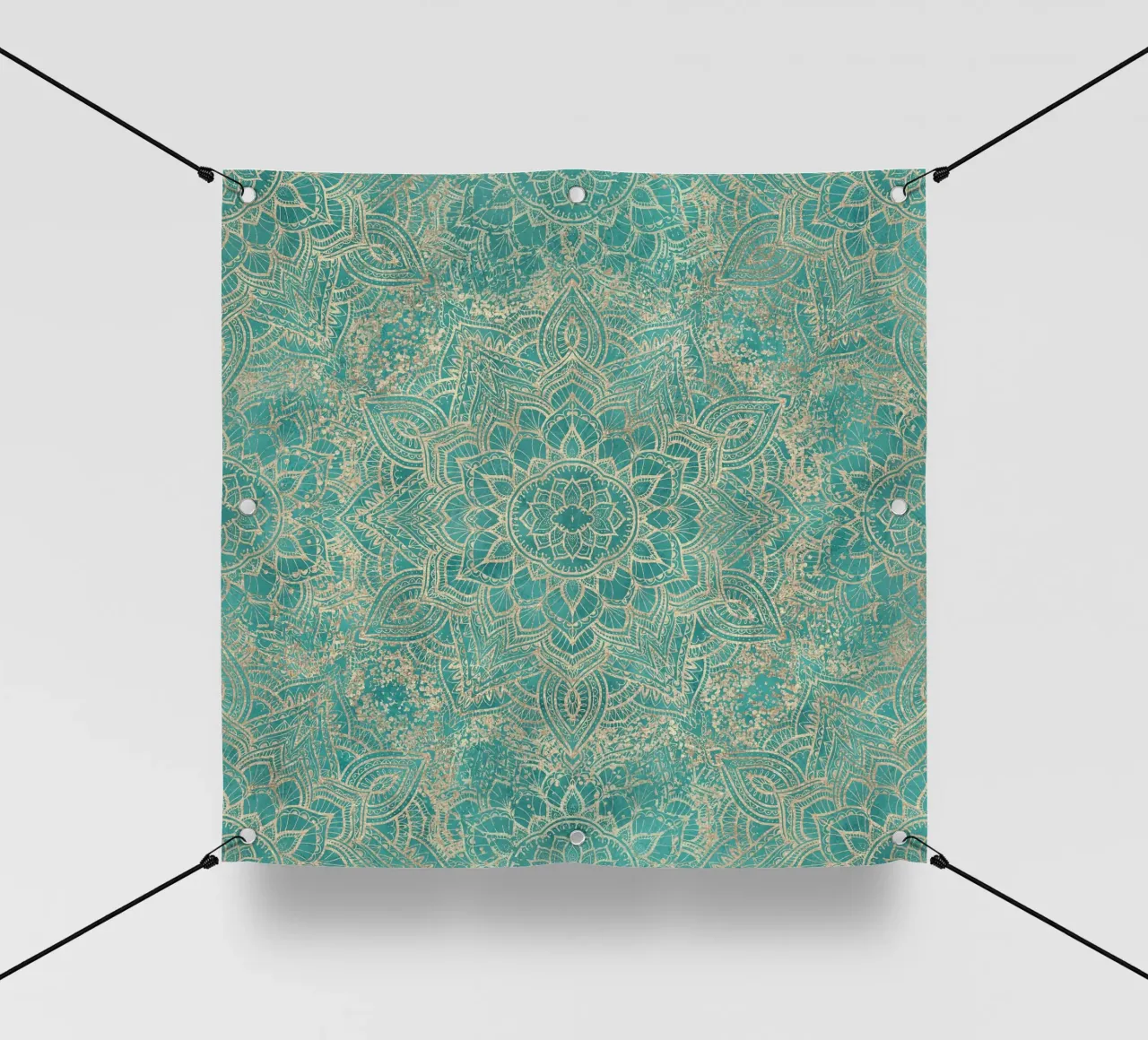 Mandala gioiello Boho azzurro verde acqua telo in pvc da Bloomery Decor