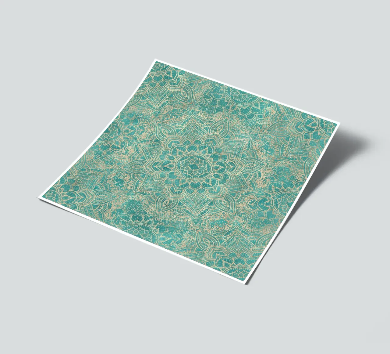 Azure teal Boho Jewel Mandala sticker sheet by Bloomery Decor