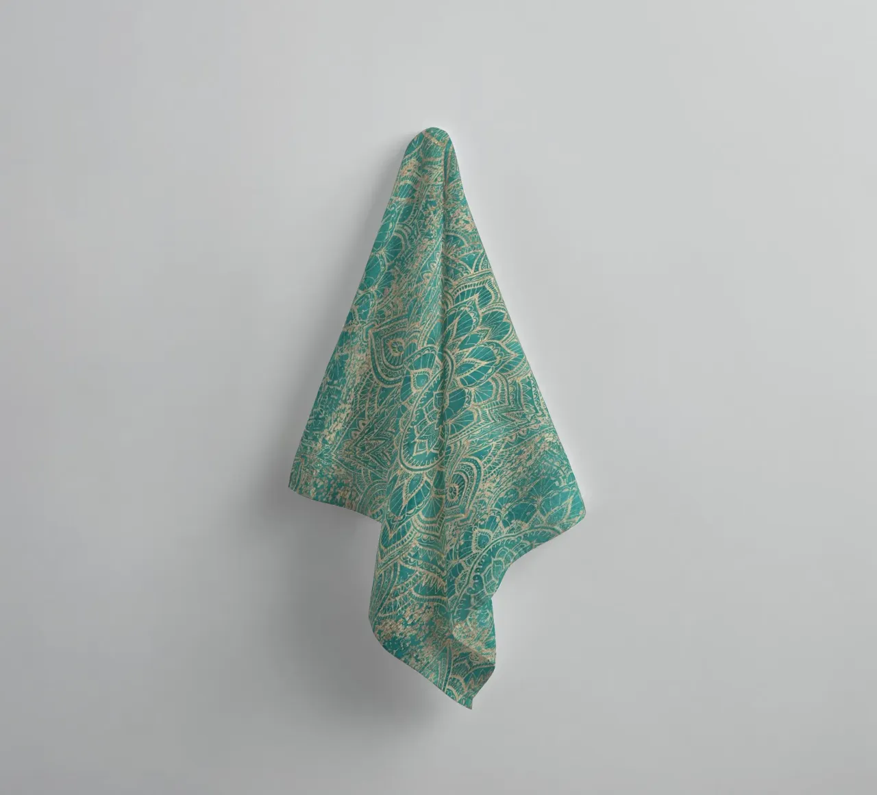 Azure teal Boho Jewel Mandala towel by Bloomery Decor