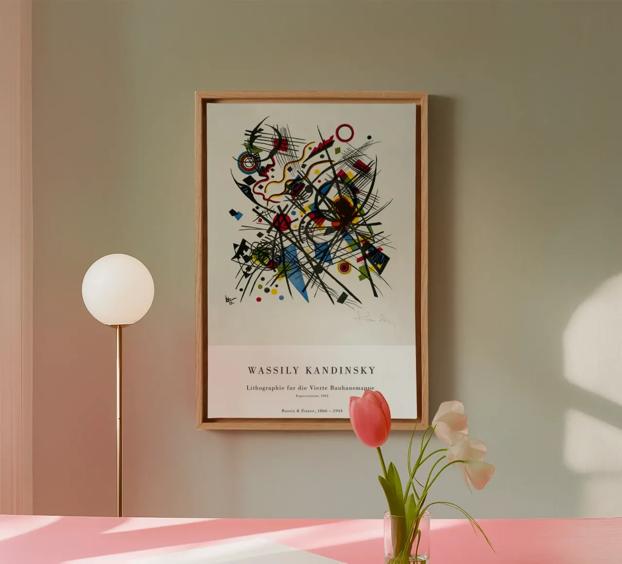 Wassily Kandinsky - Lithographie vierte Bauhausmappe tela con Cornice a cassetta da Old Masters