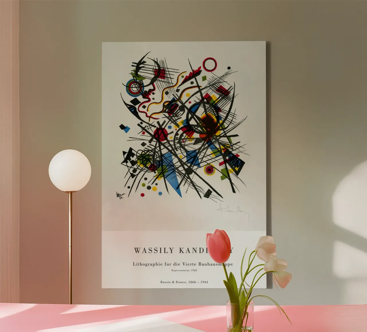 Wassily Kandinsky - Lithographie vierte Bauhausmappe tela con Cornice a cassetta da Old Masters