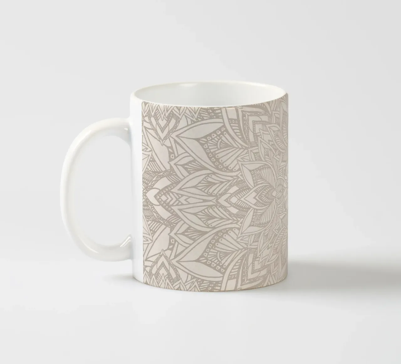 Elegant art deco mandala geometry ceramic mug by Bloomery Decor