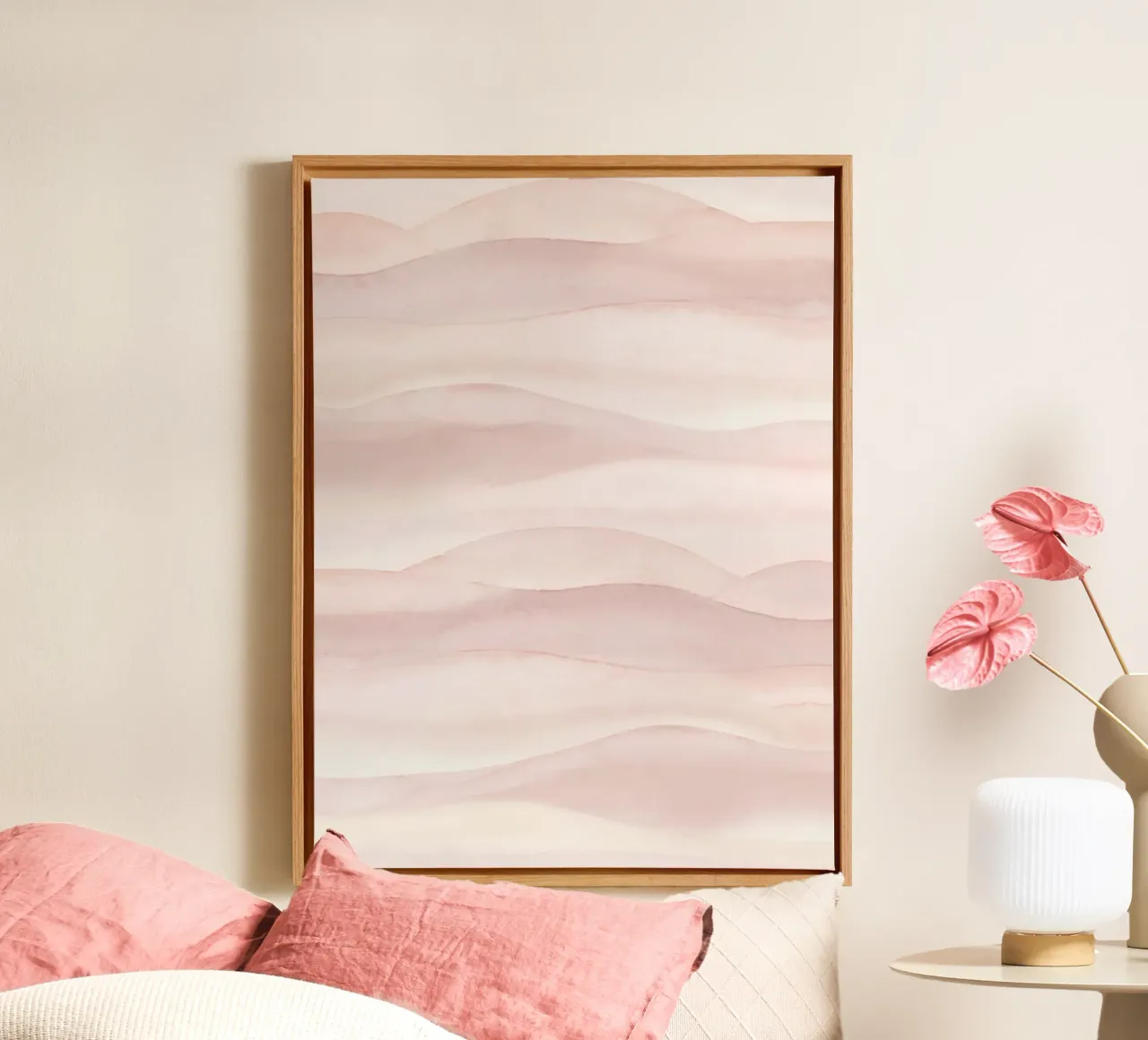 Boho aquarel ombre zachte blush canvas van Bloomery Decor