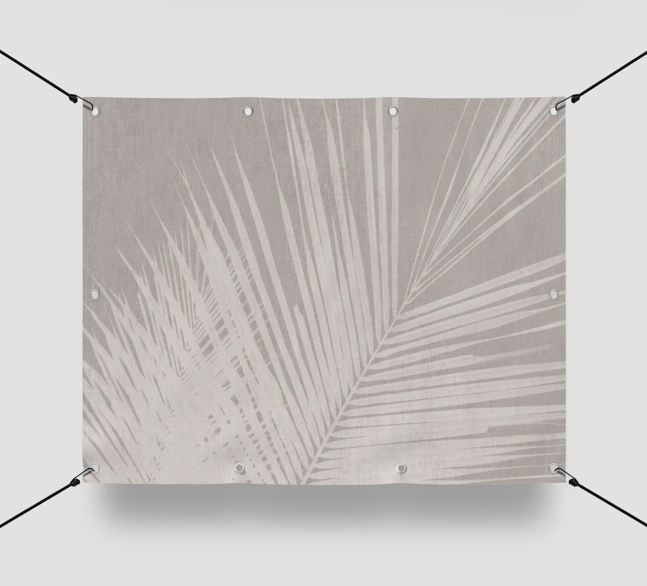 Foglia di palma neutra su lino beige telo in pvc da Bloomery Decor