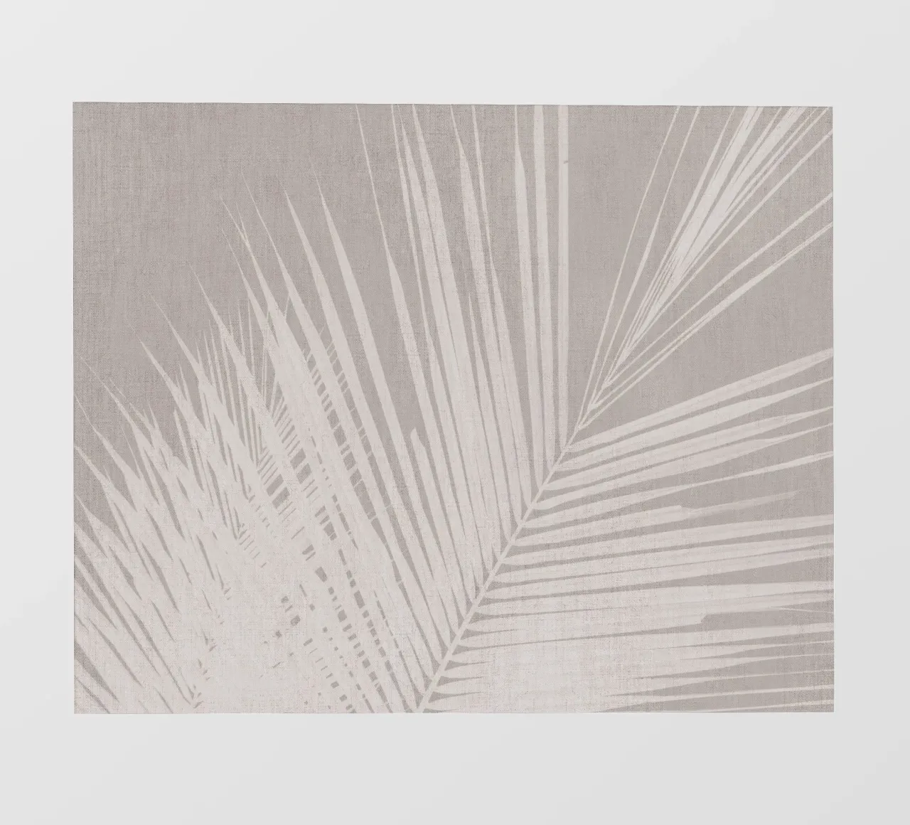 Foglia di palma neutra su lino beige telo in pvc da Bloomery Decor