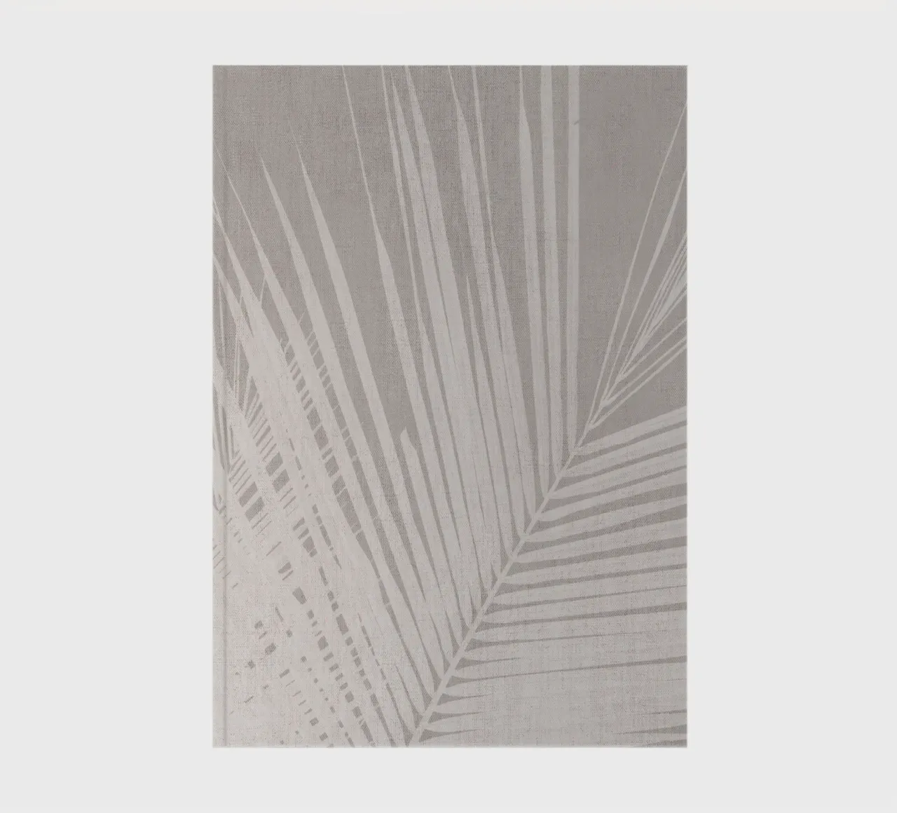Neutral palm leaf on beige linen texture notebook by Bloomery Decor