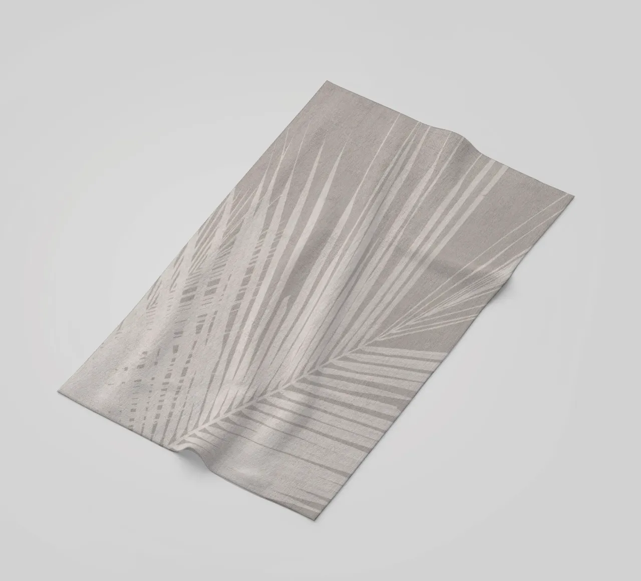 Foglia di palma neutra su lino beige telo mare da Bloomery Decor