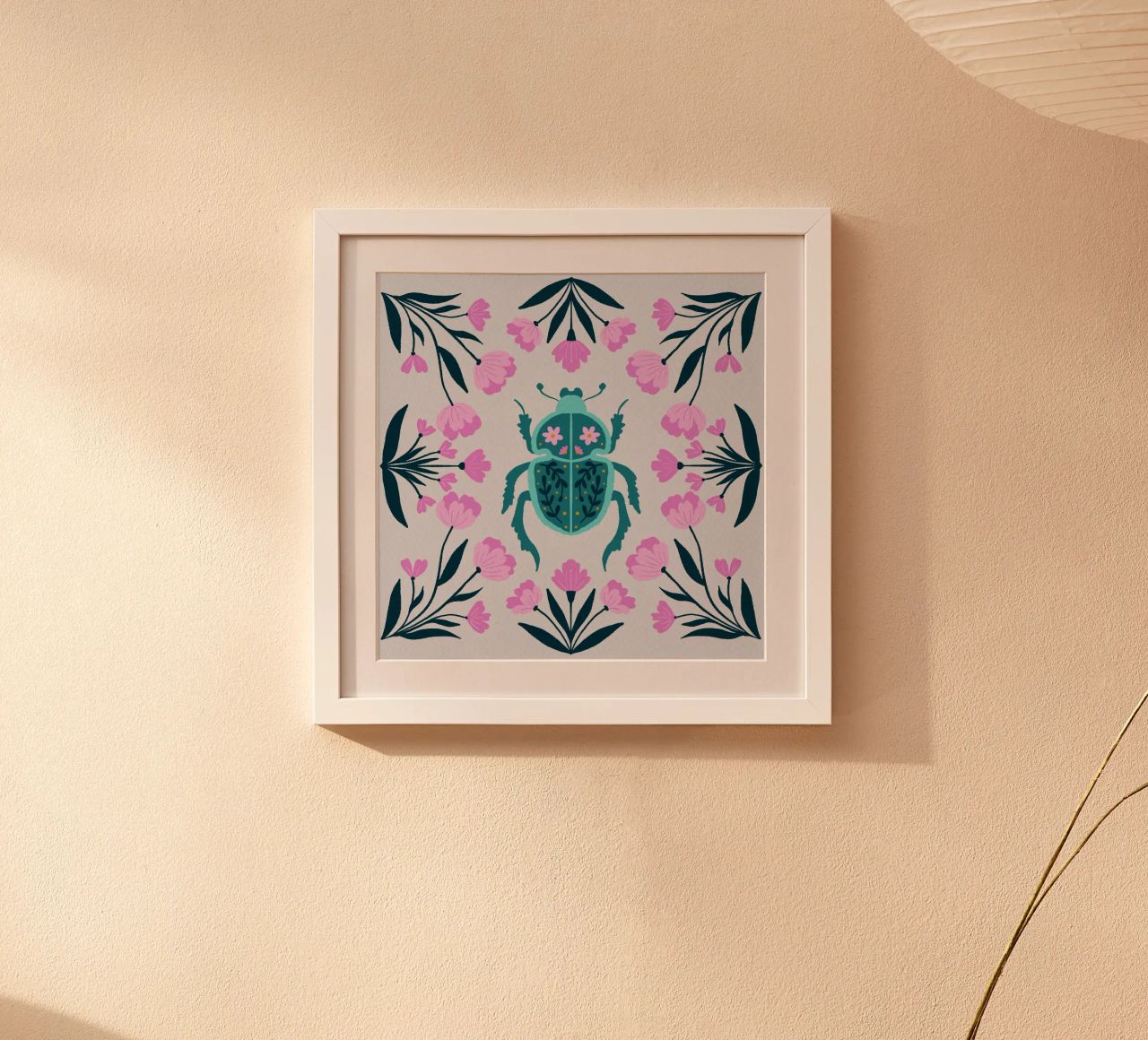 Beetle and turquoise - pink and turquoise poster by Wackapacka