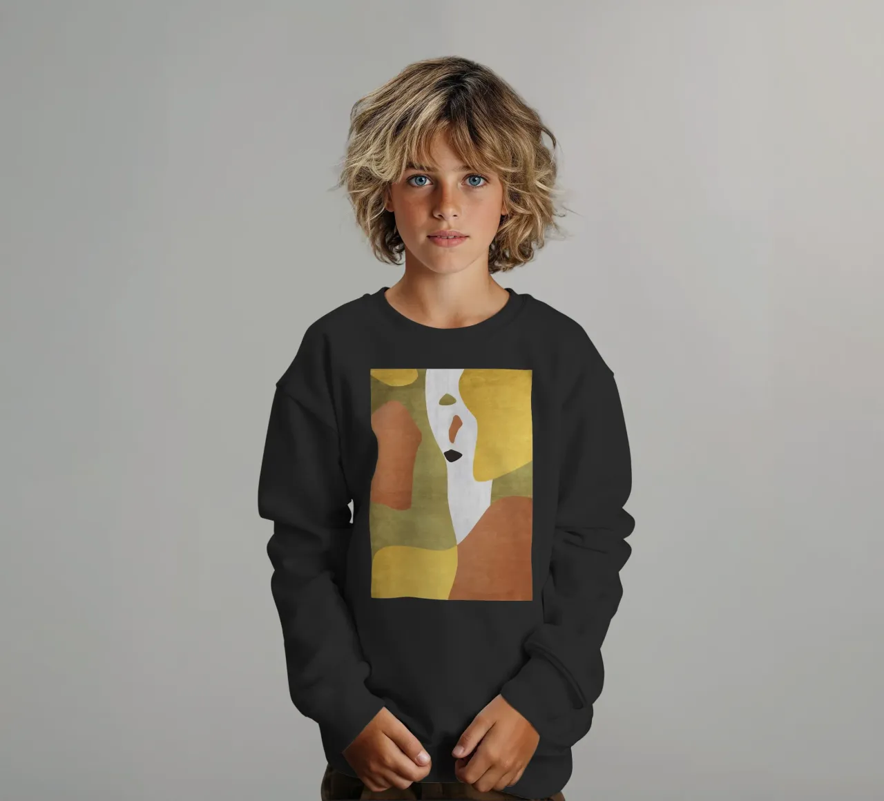 Abstract forms in earthy tones felpa bambino da LisaArtes