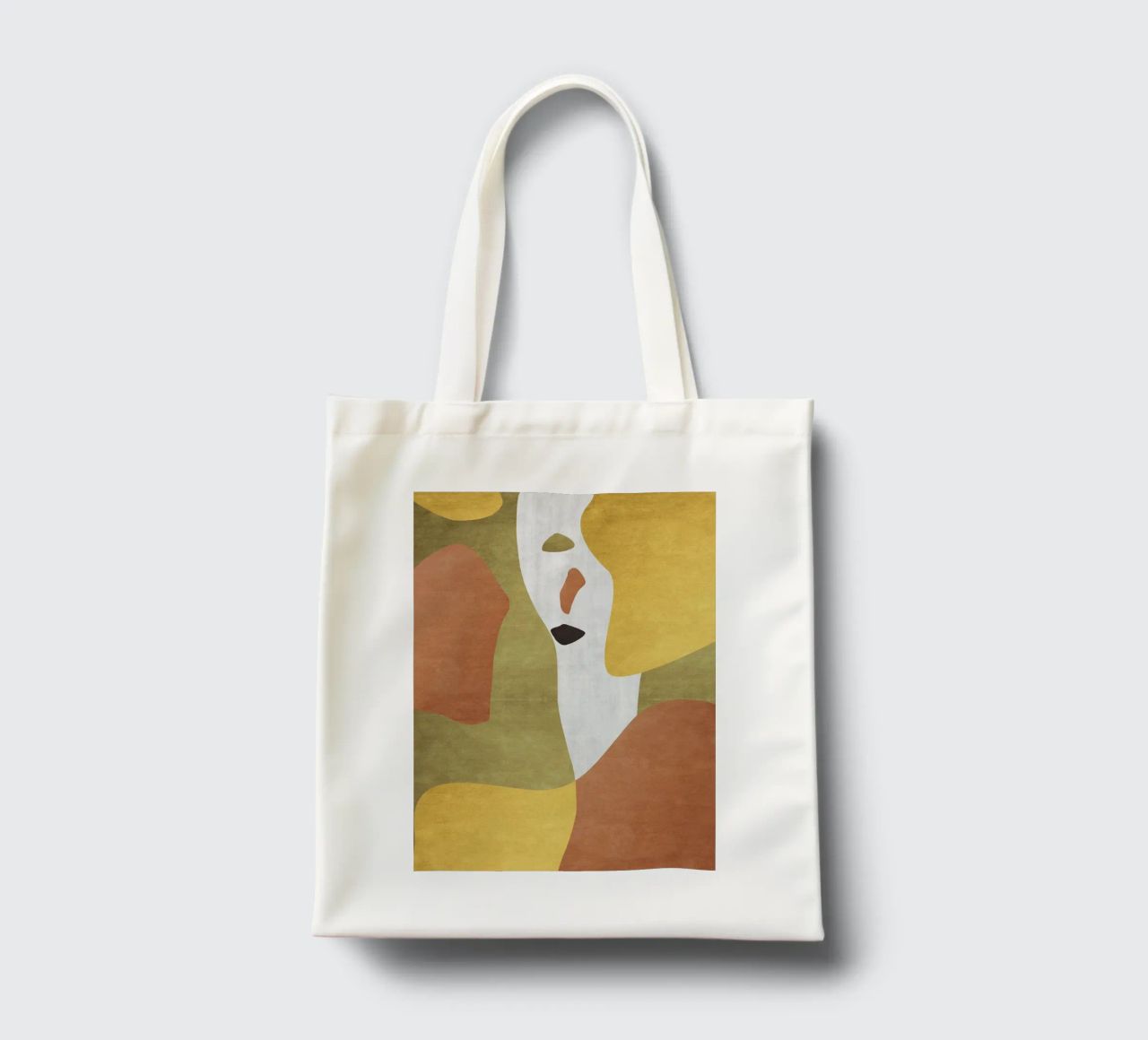 Abstract forms in earthy tones borsa in juta da LisaArtes