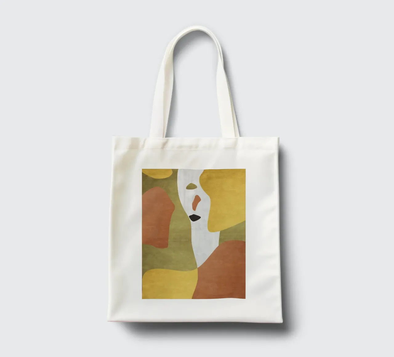 Abstract forms in earthy tones borsa in juta da LisaArtes