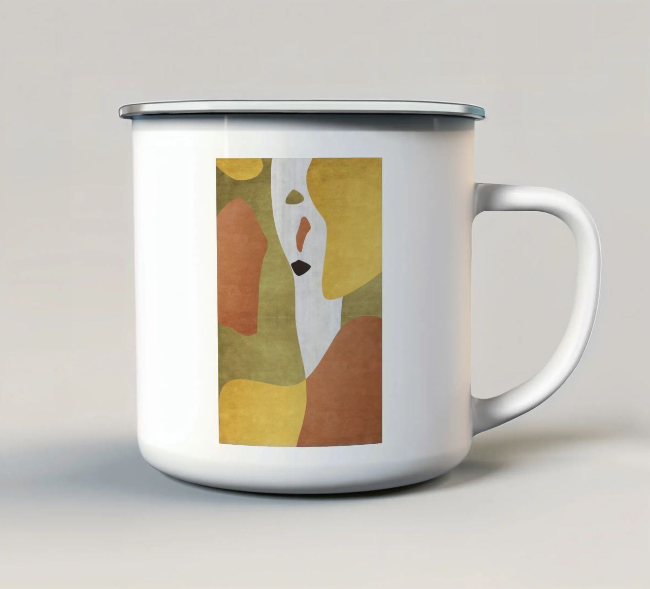 Abstract forms in earthy tones enamel mug by LisaArtes