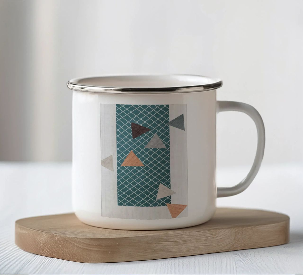 Triangles in various shades enamel mug by LisaArtes