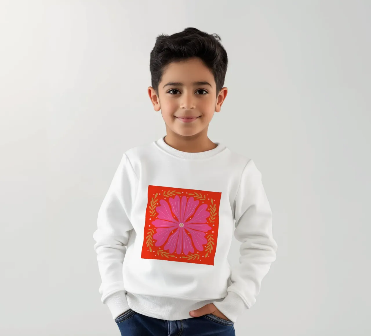 Audace fiore astratto - rosa e rosso felpa bambino da Wackapacka