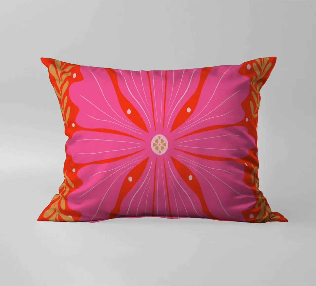 Audace fiore astratto - rosa e rosso cuscino da Wackapacka