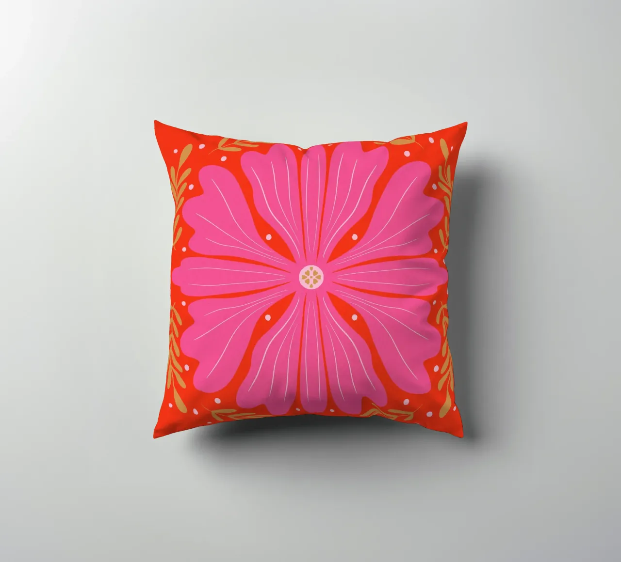 Audace fiore astratto - rosa e rosso cuscino da Wackapacka