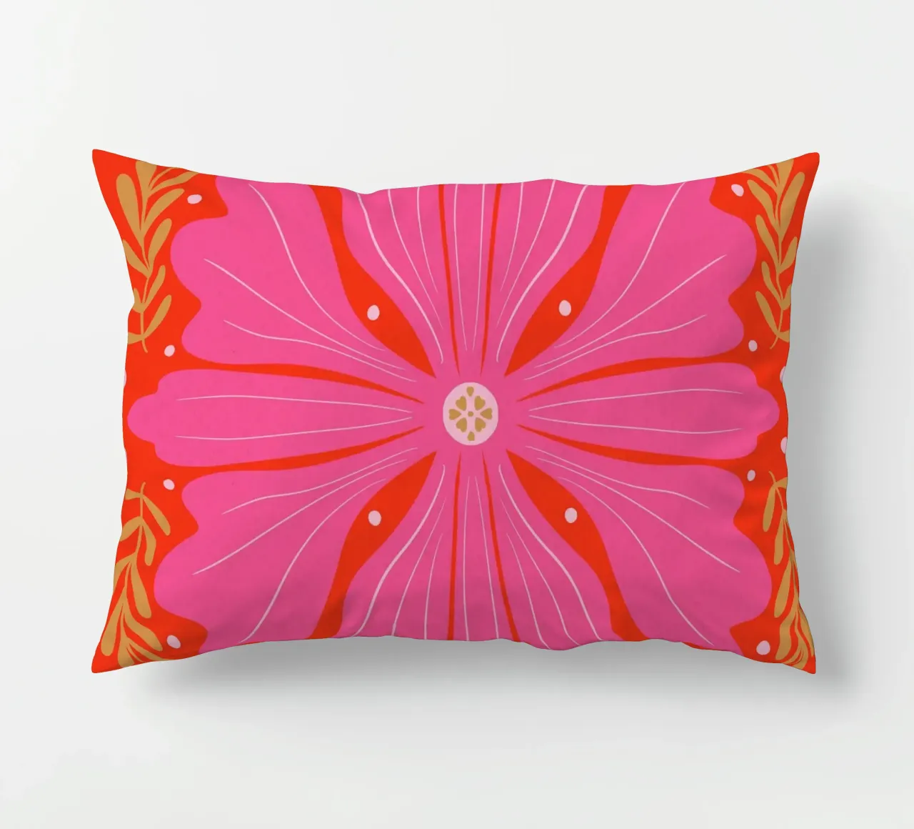 Audace fiore astratto - rosa e rosso cuscino da Wackapacka