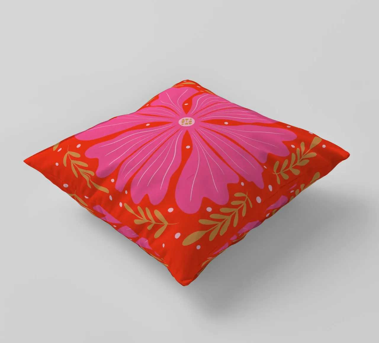 Audace fiore astratto - rosa e rosso cuscino da Wackapacka