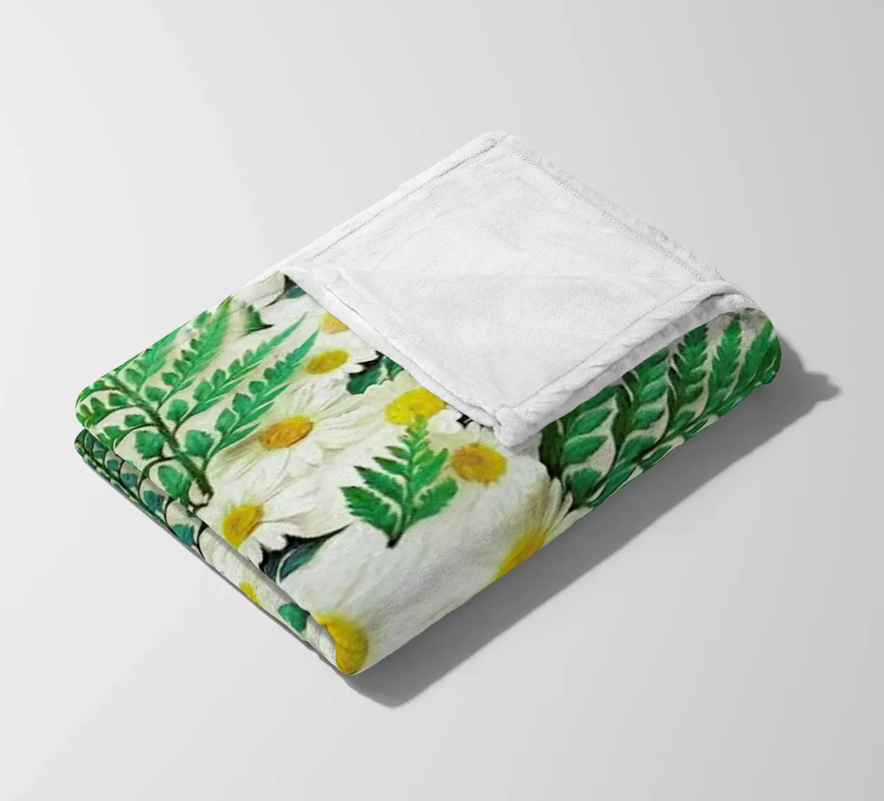 Textured Vintage Daisy And Fern fleece blanket by Micklyn Le Feuvre