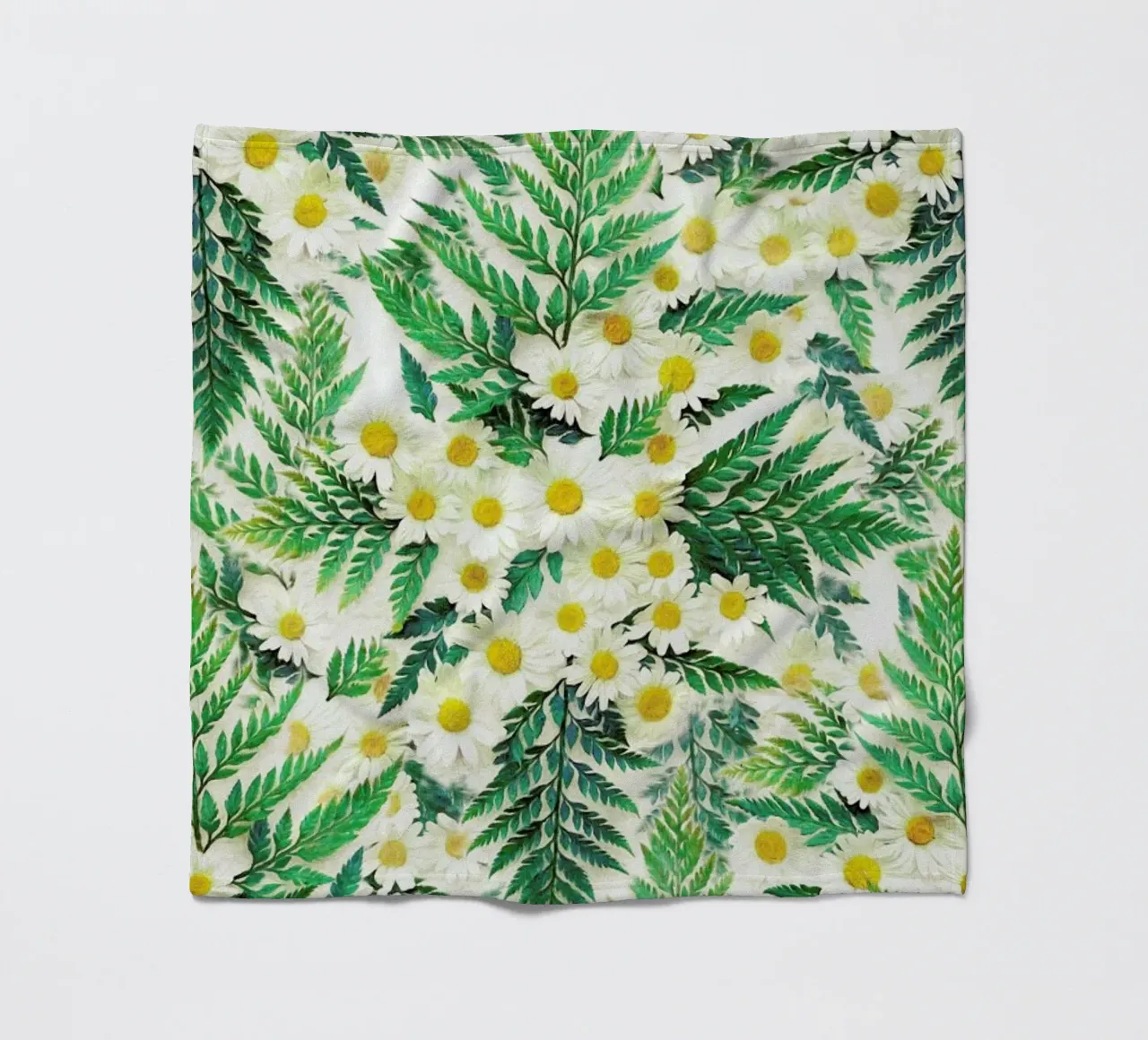 Textured Vintage Daisy And Fern fleece blanket by Micklyn Le Feuvre