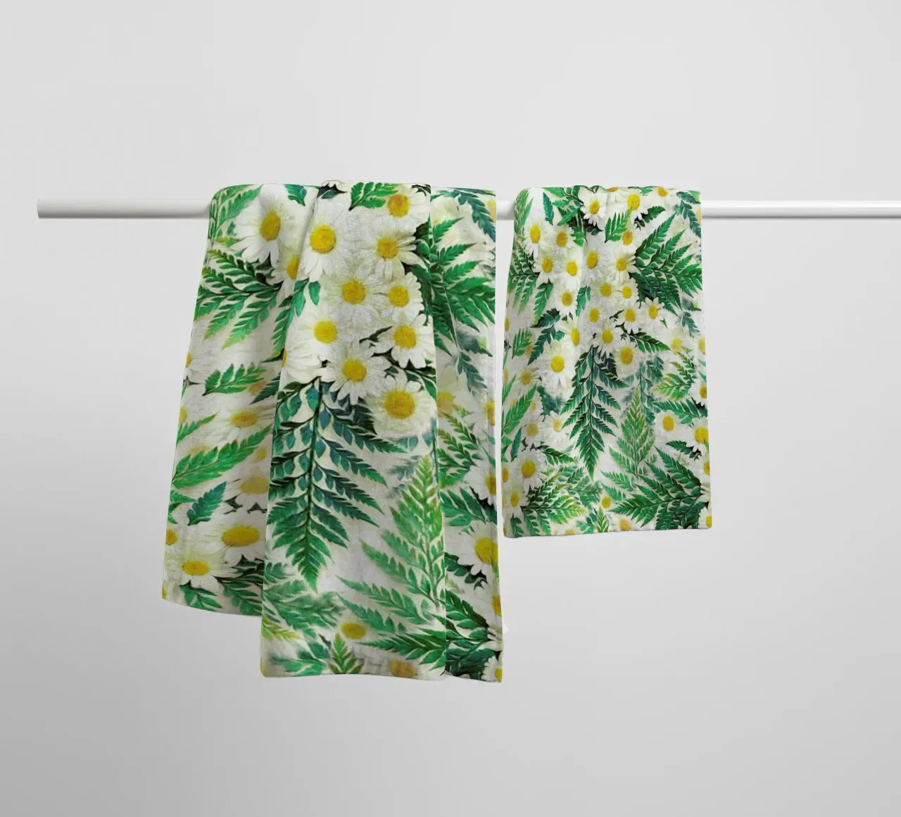 Textured Vintage Daisy And Fern towel by Micklyn Le Feuvre