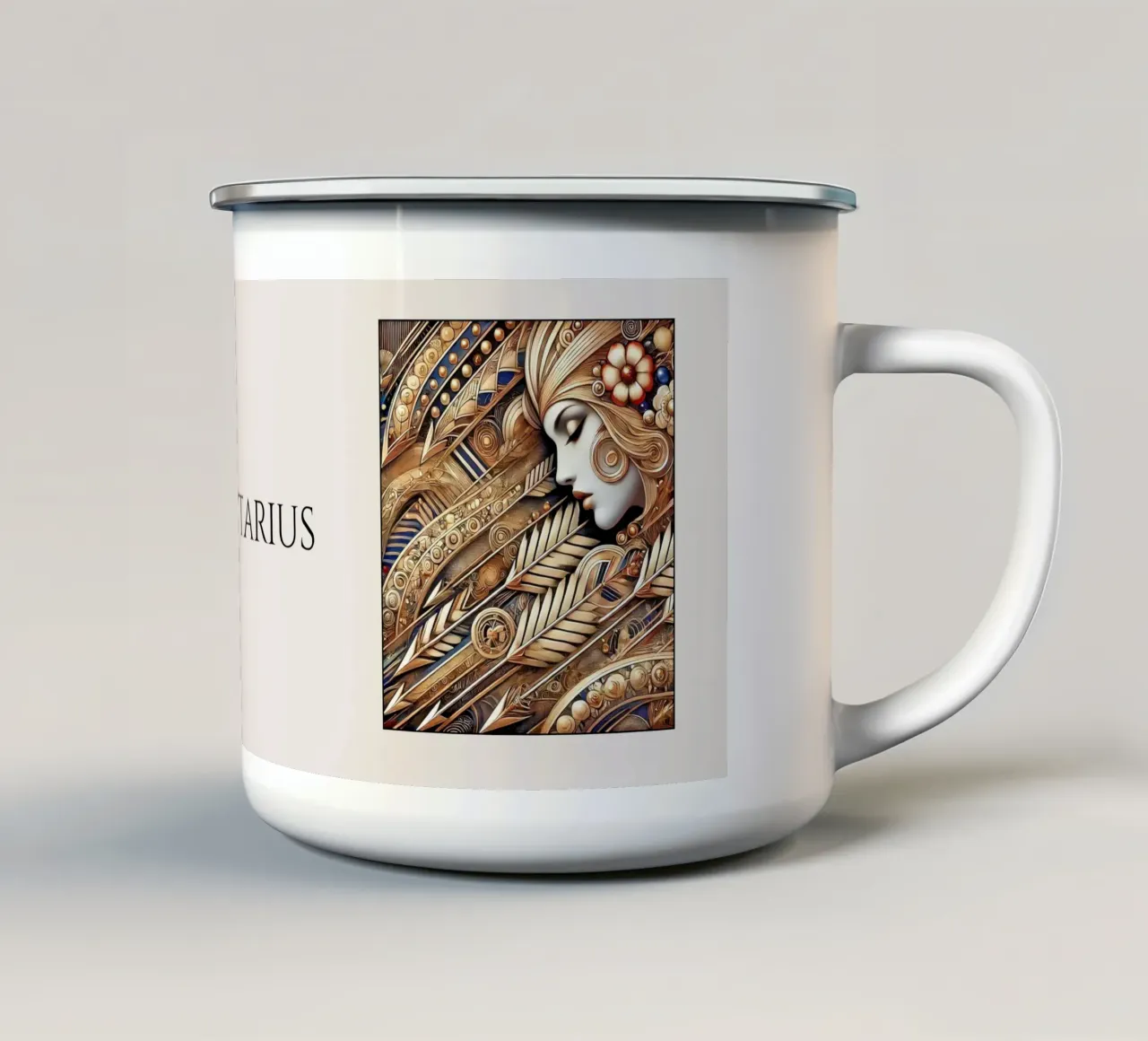 Astrologisch teken Boogschutter emaille mok van Art-Nouveau-Dsg