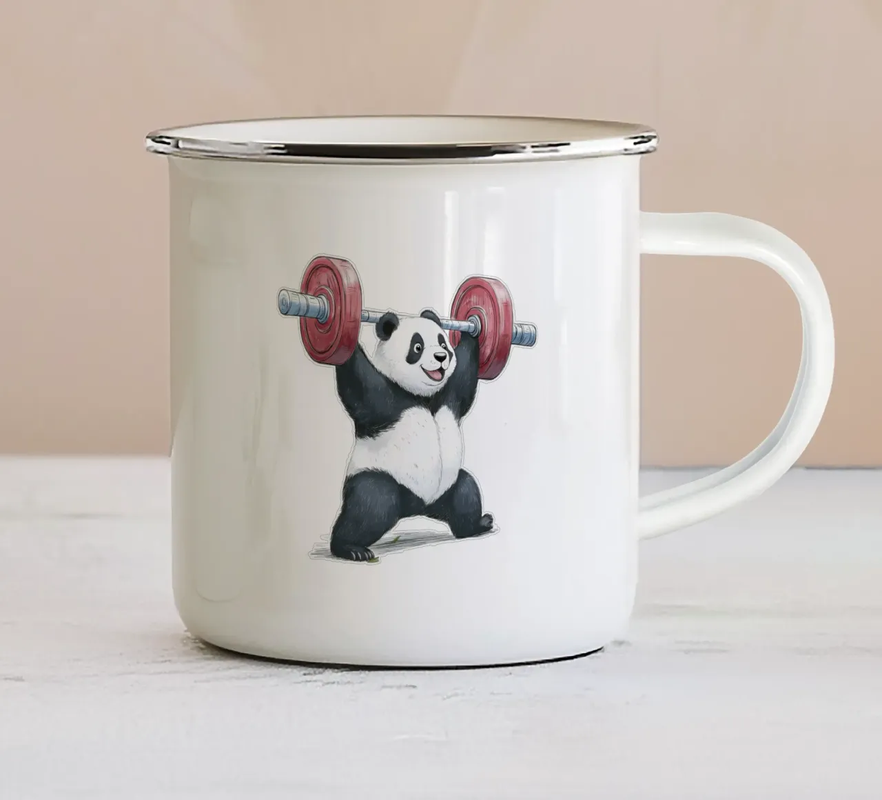 Sollevamento pesi da Panda tazza in smalto da Motivate-Today