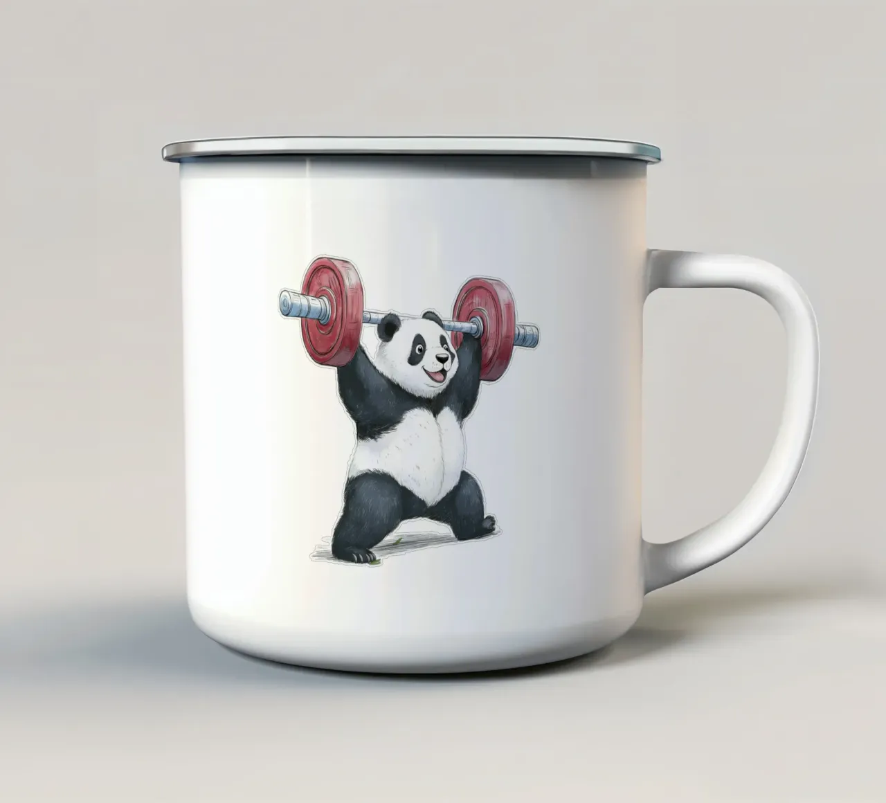 Sollevamento pesi da Panda tazza in smalto da Motivate-Today
