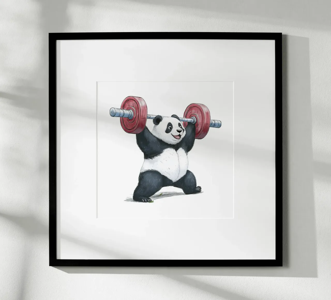 Sollevamento pesi da Panda poster con telaio in alluminio da Motivate-Today