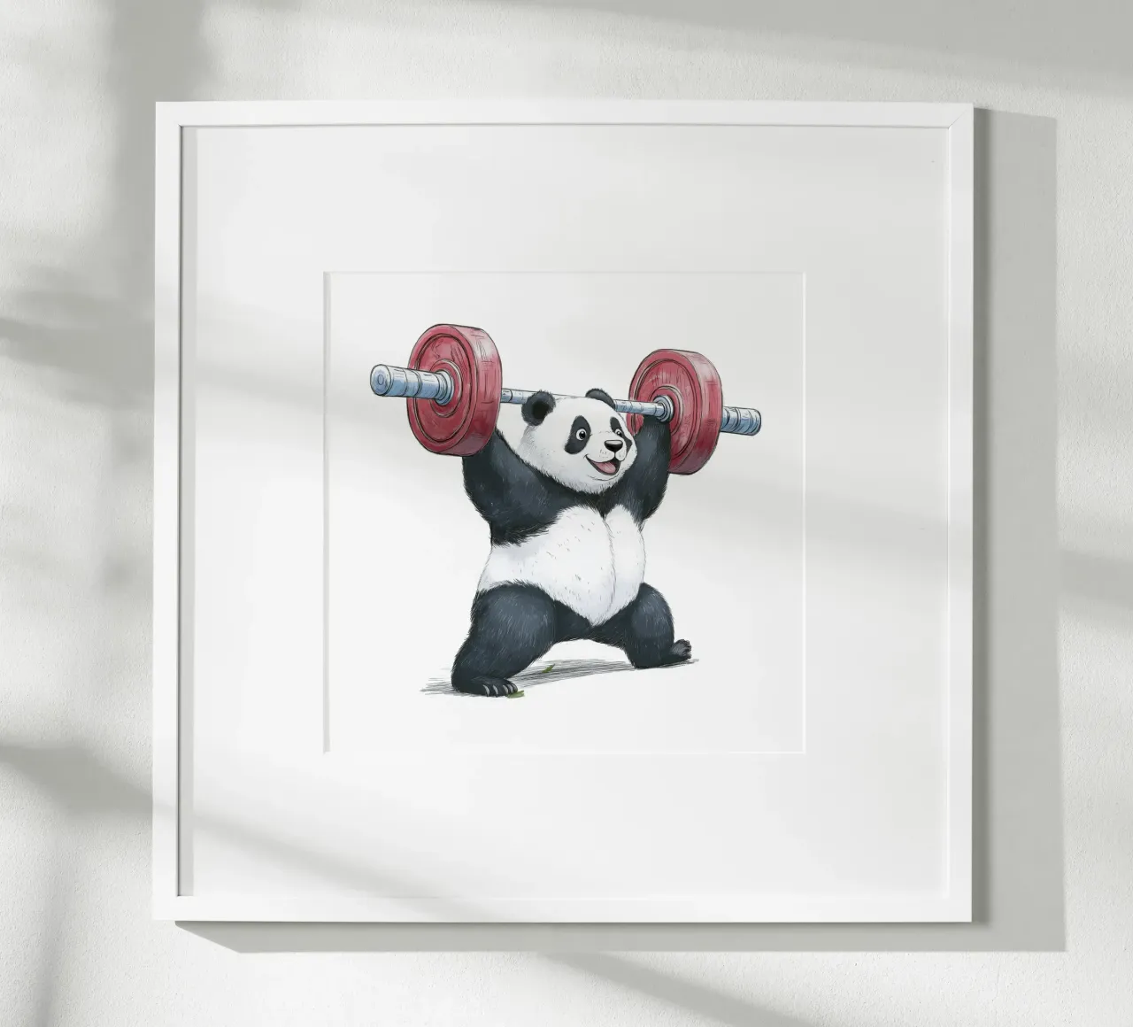 Sollevamento pesi da Panda poster con telaio in alluminio da Motivate-Today