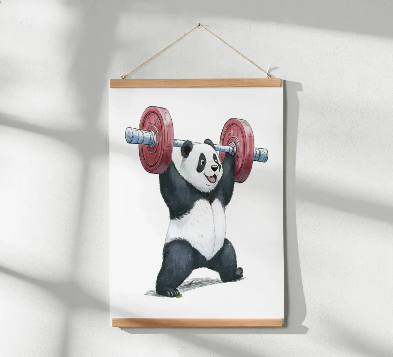 Sollevamento pesi da Panda poster con telaio in alluminio da Motivate-Today