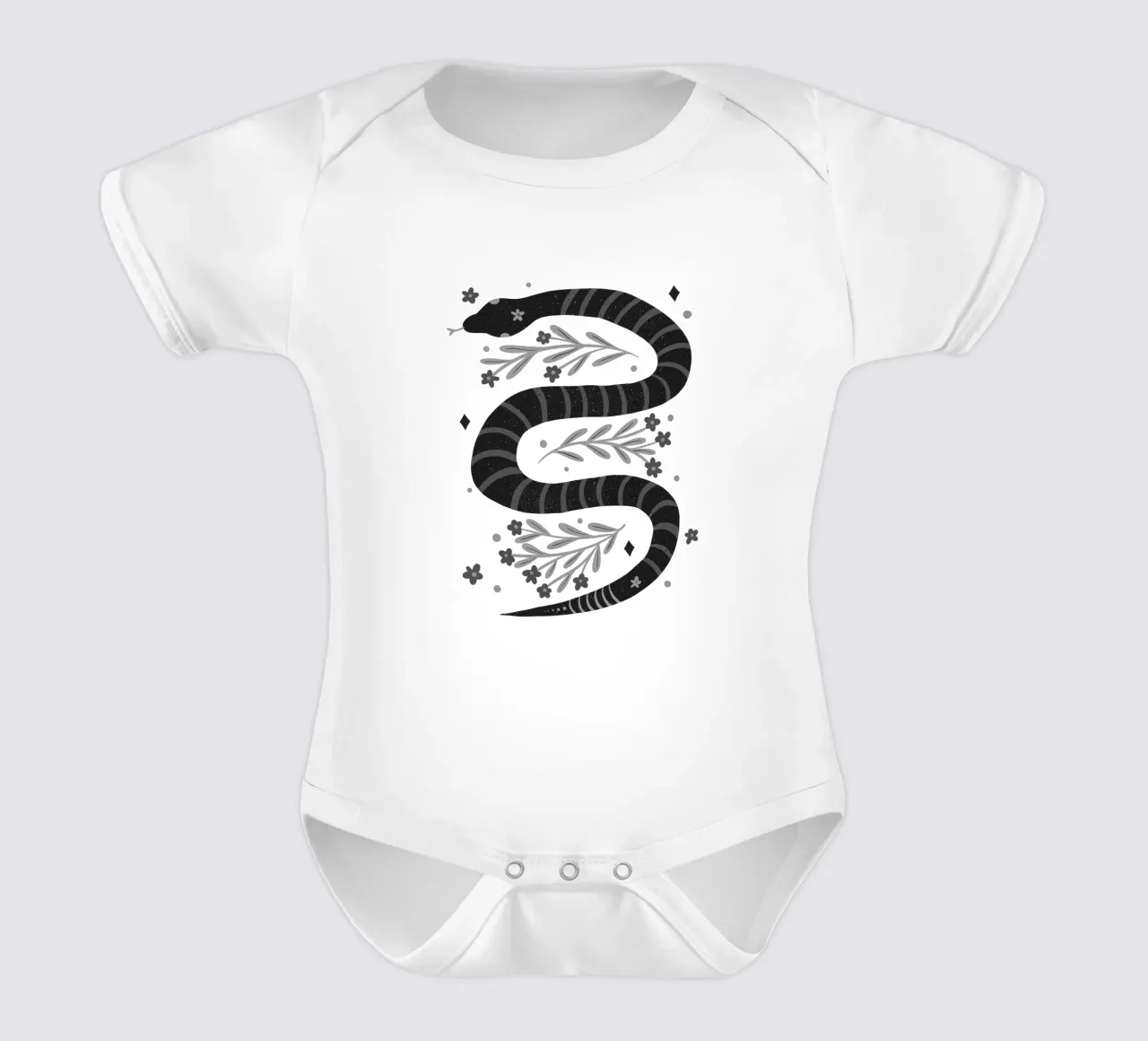 Serpente moderno - bianco e nero body neonato maniche corte da Wackapacka