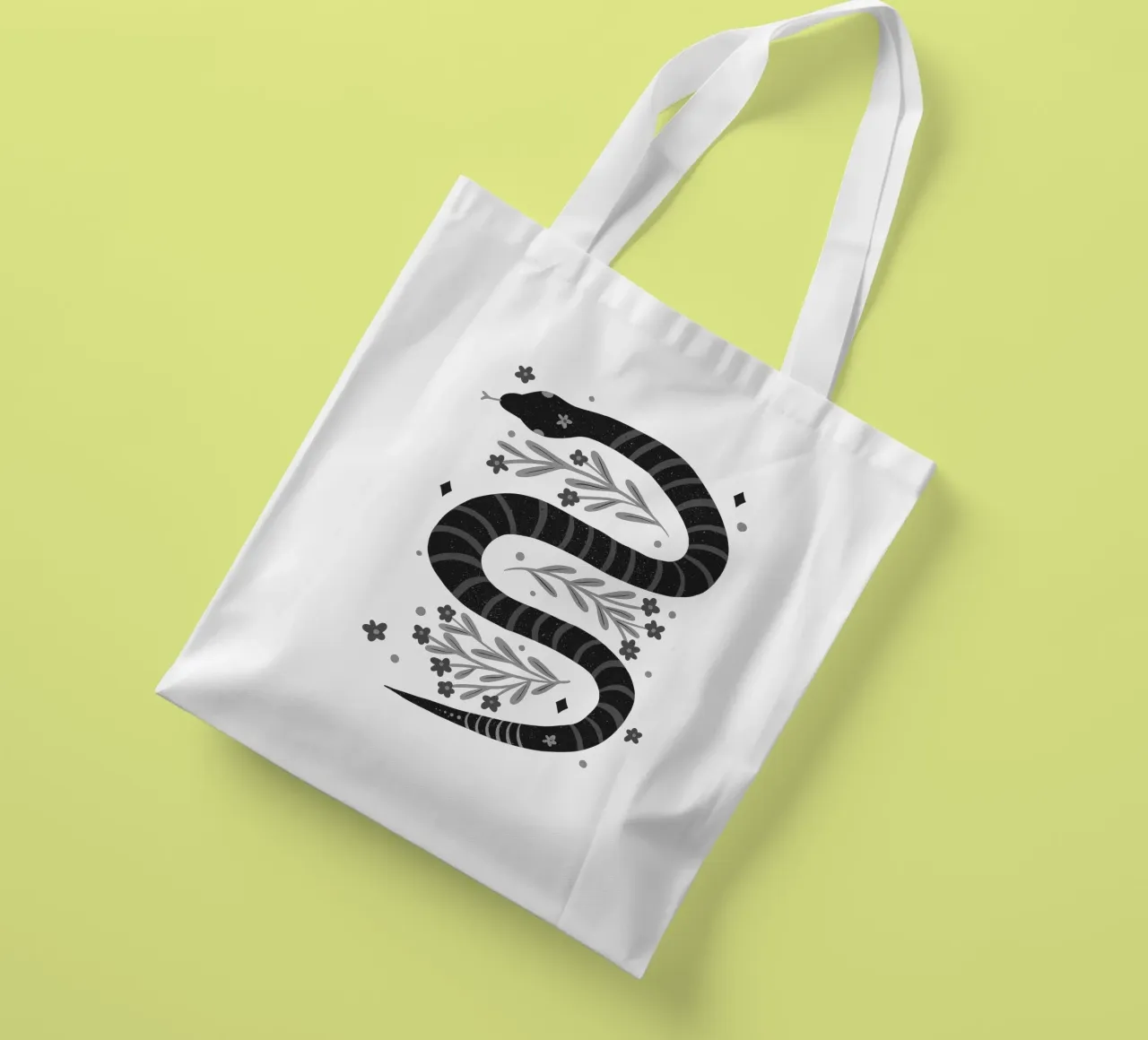 Serpente moderno - bianco e nero borsa in juta da Wackapacka