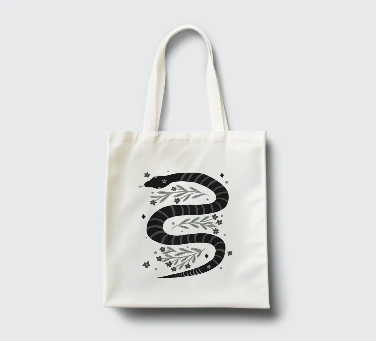 Serpente moderno - bianco e nero borsa in juta da Wackapacka