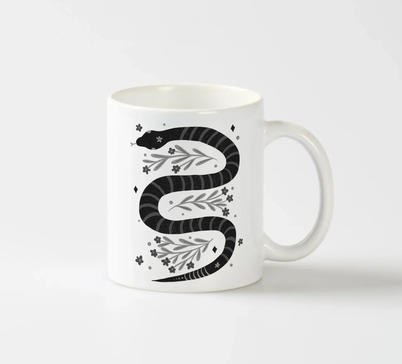 Serpente moderno - bianco e nero tazza in ceramica da Wackapacka