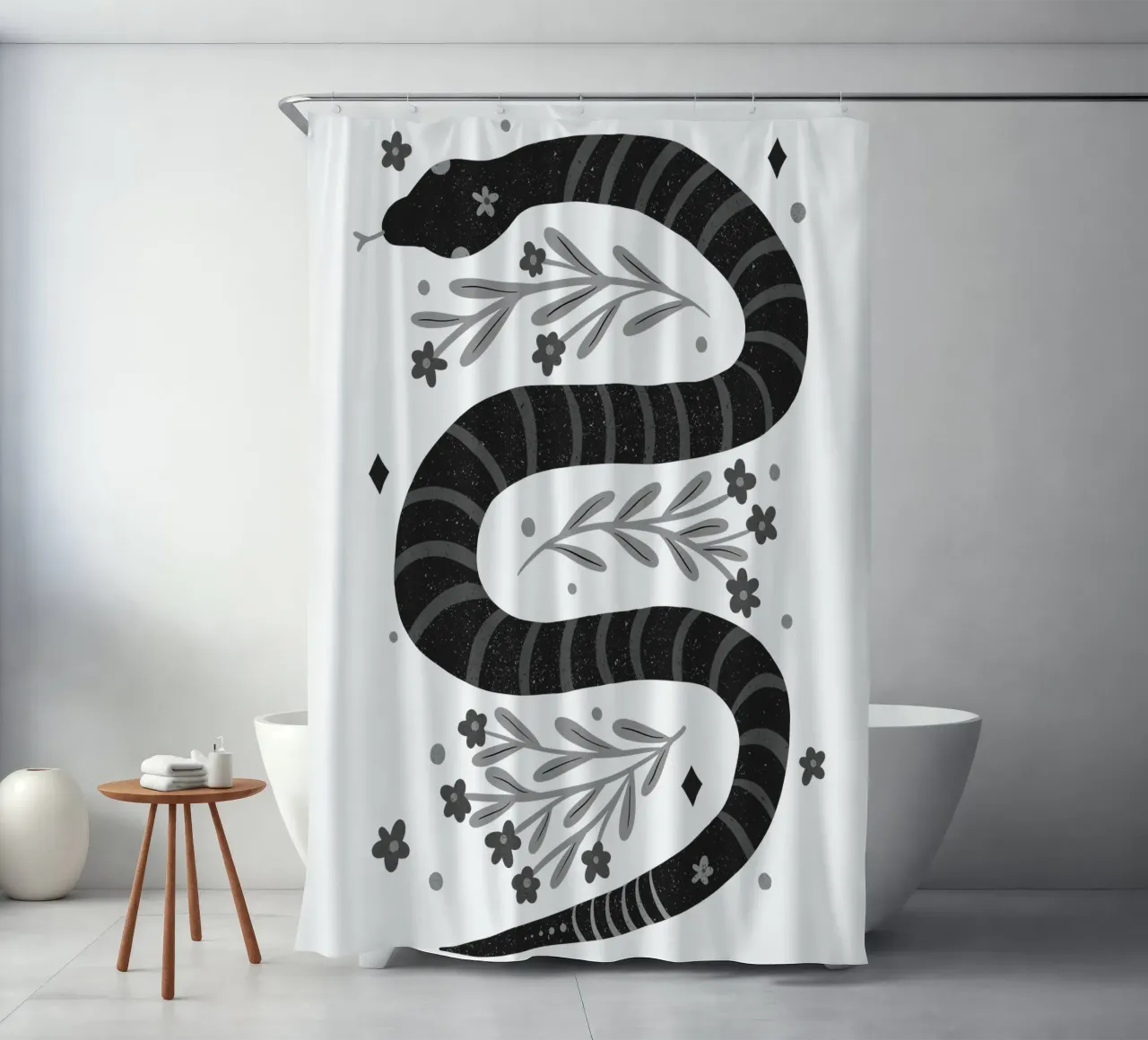 Serpente moderno - bianco e nero tenda da doccia da Wackapacka
