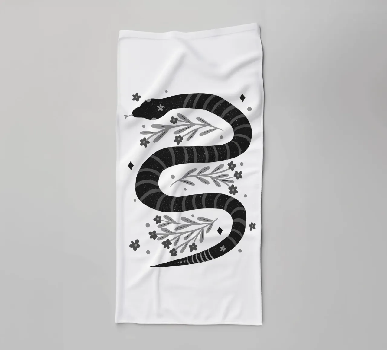 Serpente moderno - bianco e nero asciugamano da bagno da Wackapacka