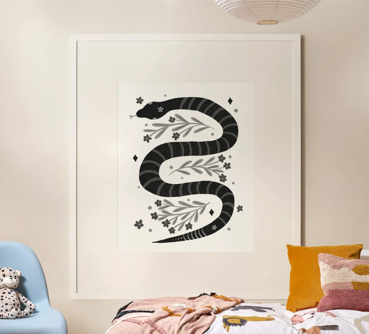 Serpente moderno - bianco e nero carta hahnemühle da Wackapacka