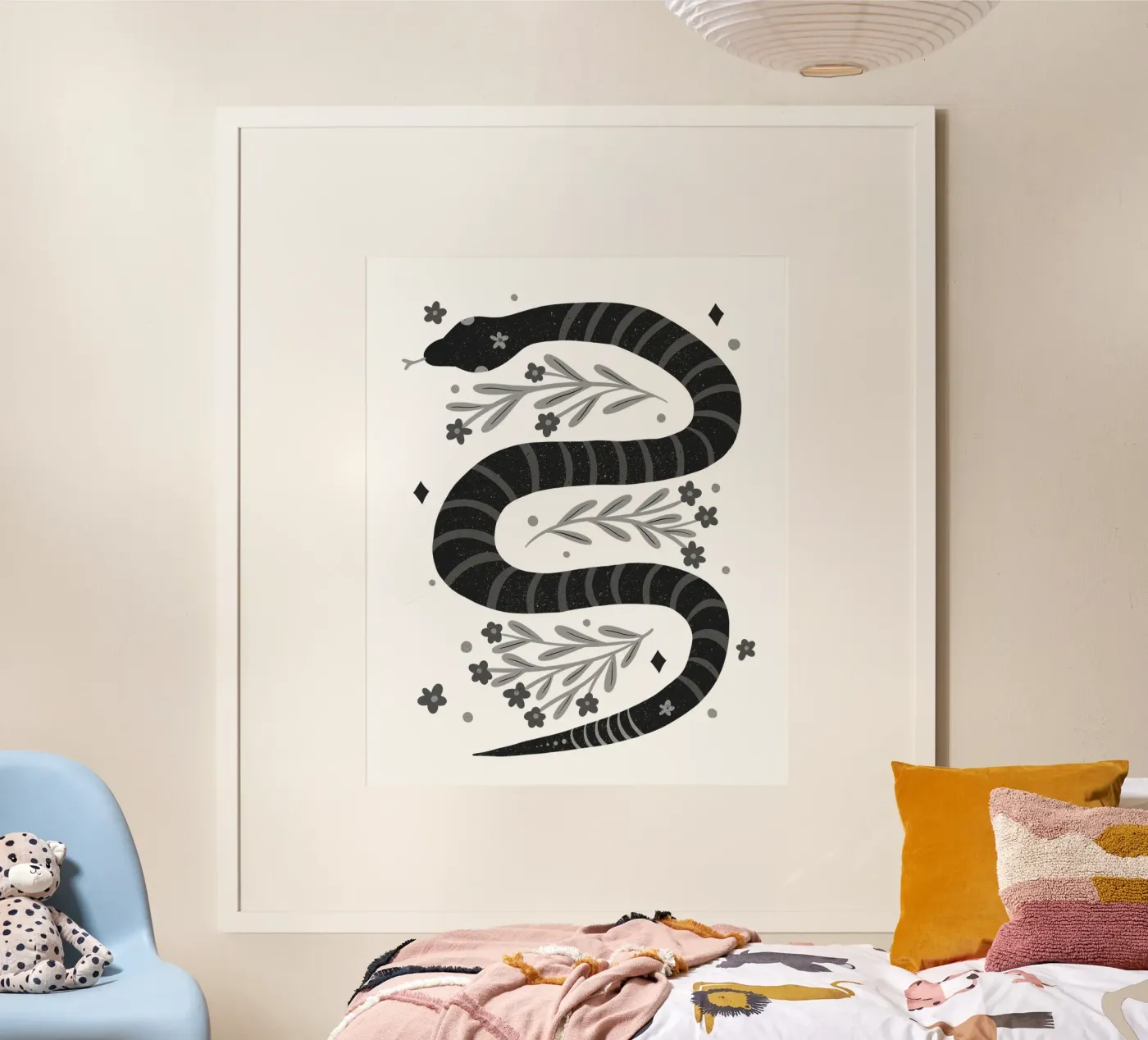 Serpente moderno - bianco e nero poster da Wackapacka