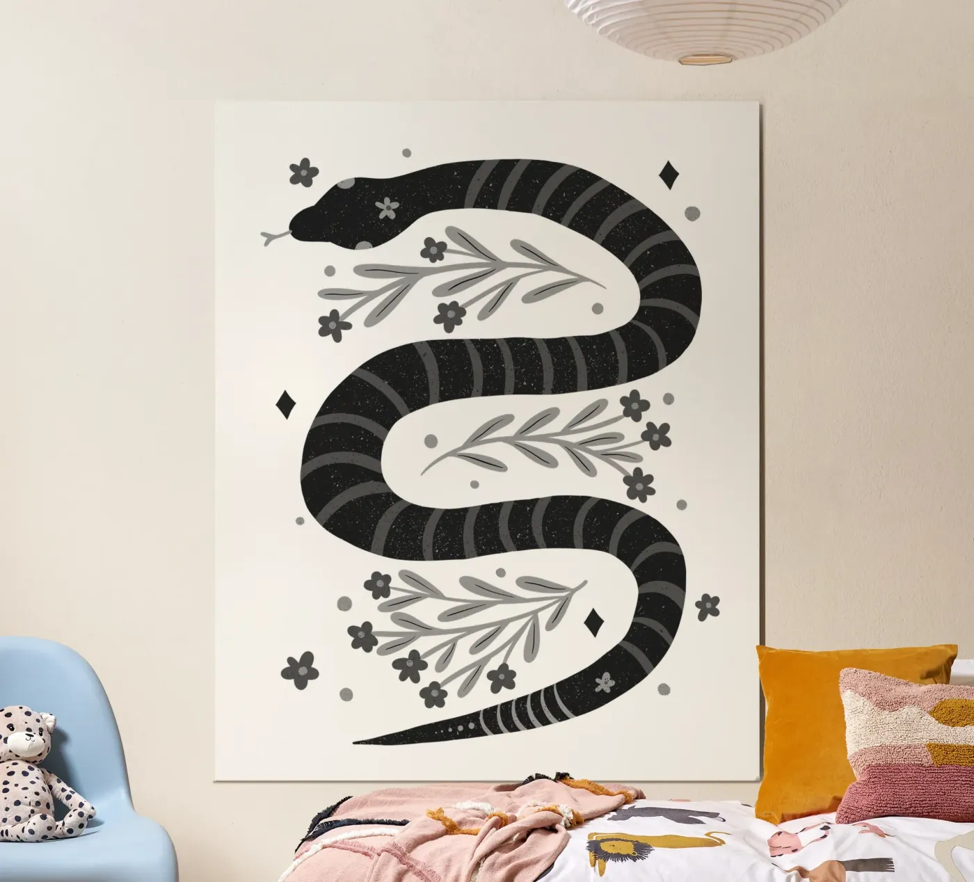 Serpente moderno - bianco e nero poster da Wackapacka