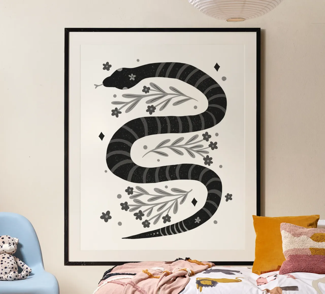 Serpente moderno - bianco e nero carta hahnemühle da Wackapacka