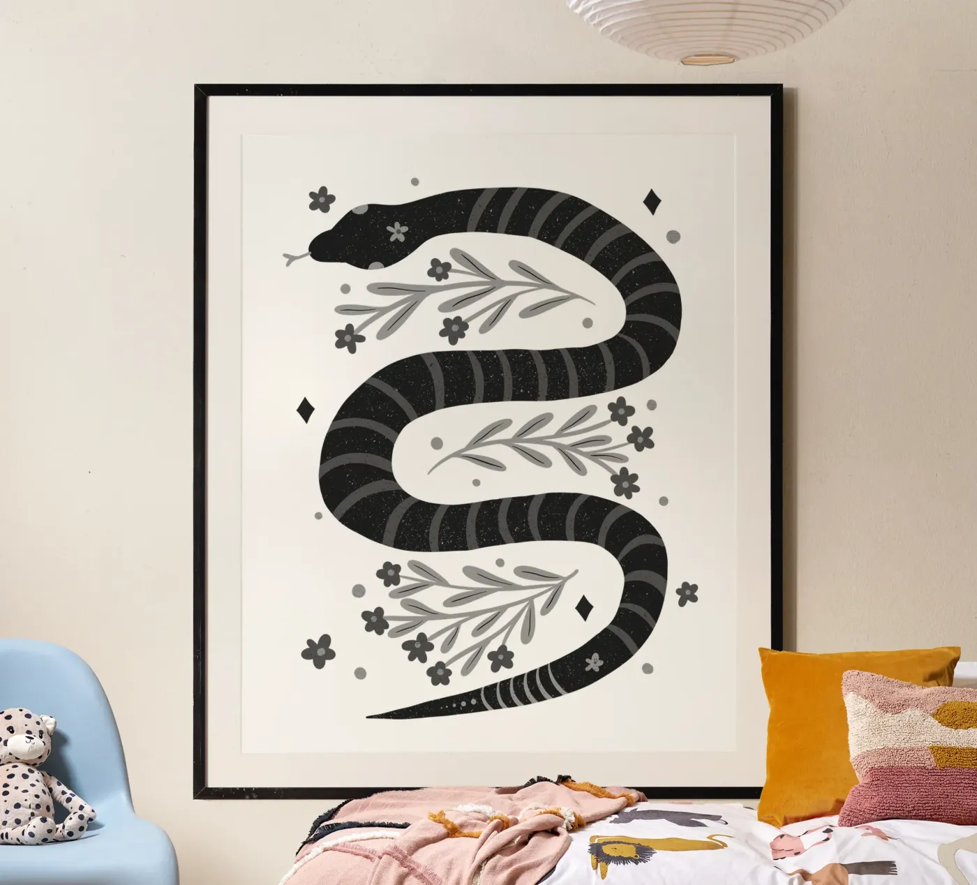 Serpente moderno - bianco e nero poster da Wackapacka