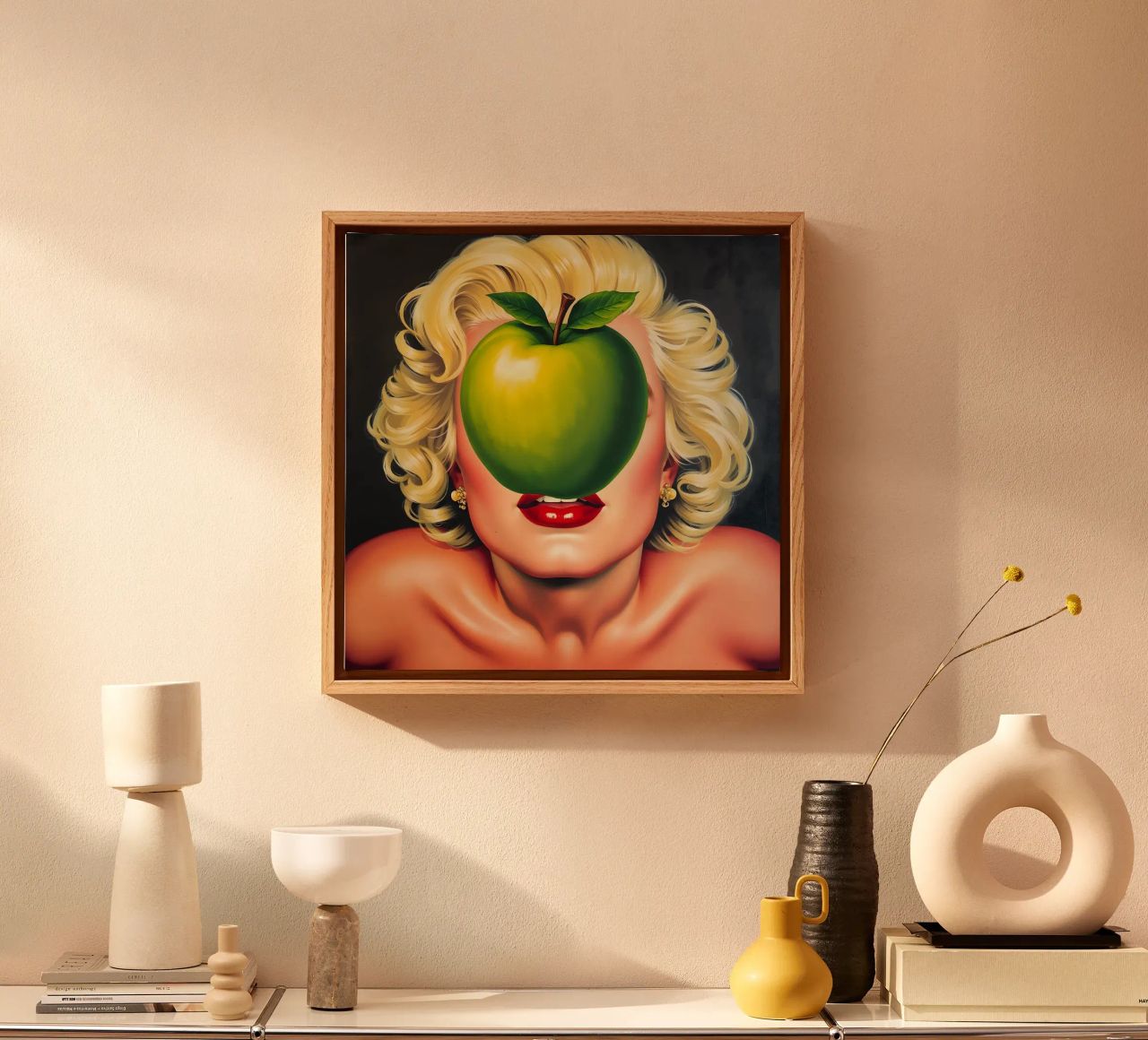 Das Geheimnis des Apfels: Eine Hommage an René Magritte Leinwand von Studio Mooodz