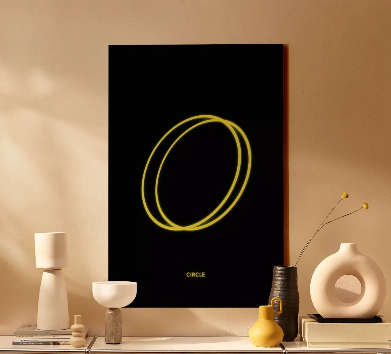 Neon Circle canvas met Baklijst van In Full Color