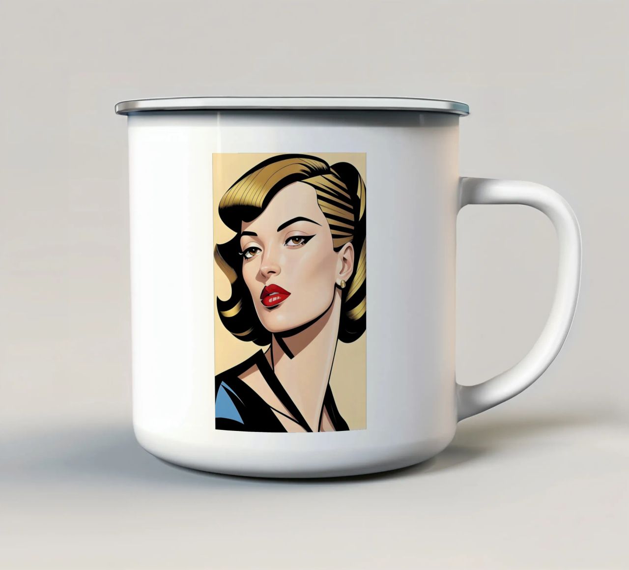 RITRATTO GRAFICO FEMMINILE tazza in smalto da ART DECO